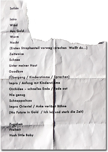 Original-Setlist, demn&auml;chst ab einem Schn&auml;ppchenstartpreis von 2000 Euro bei Ebay zu ersteiern... *ggg*